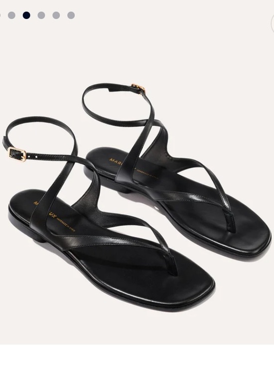 Margaux Shoes - Margaux Black Leather Ankle-Strap Thong Sandal